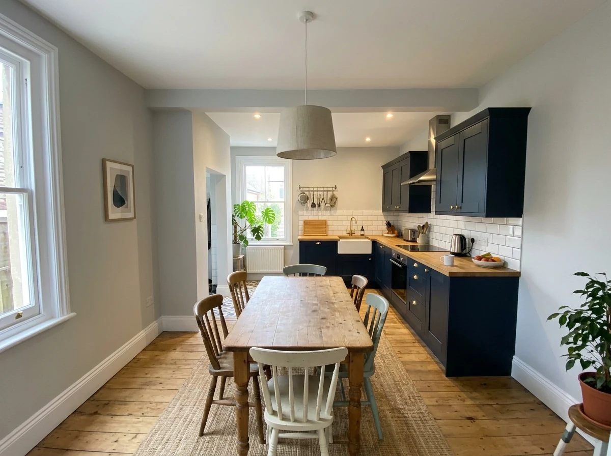 Professional house painters working on a Bristol period property exterior