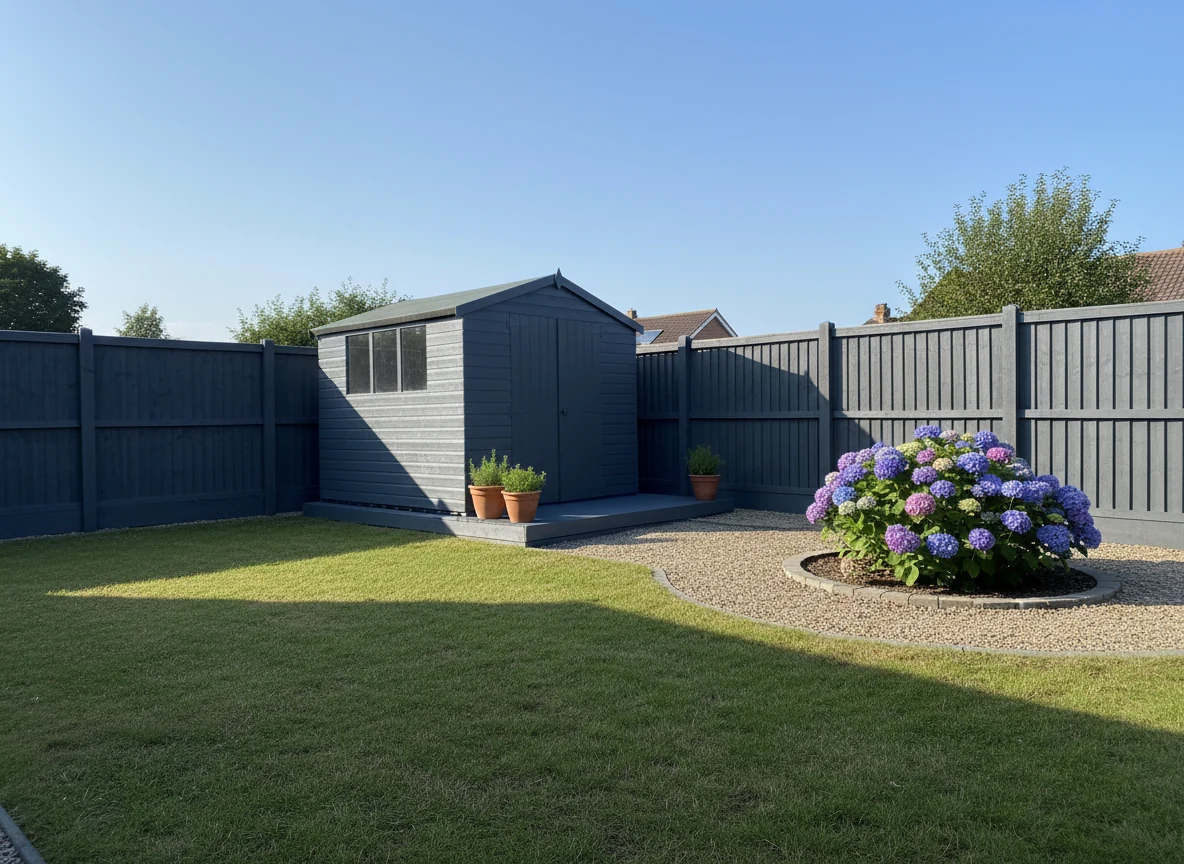 Shed staining and treatment in a Bristol garden